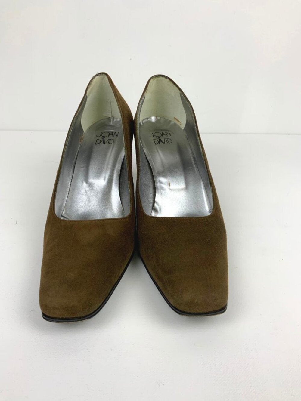 Vintage Joan & David Square-Toe Pumps Olive Green Suede Leather Sz 9.5 M - Picture 6 of 16